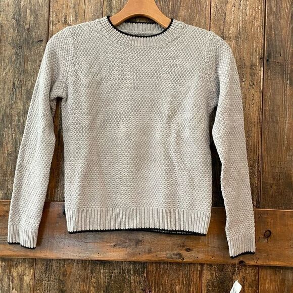 Blanc NYC Sz NWT MD Girls Gray Wool Crew Chunky Knit Pullover Sweater - Picture 2 of 7